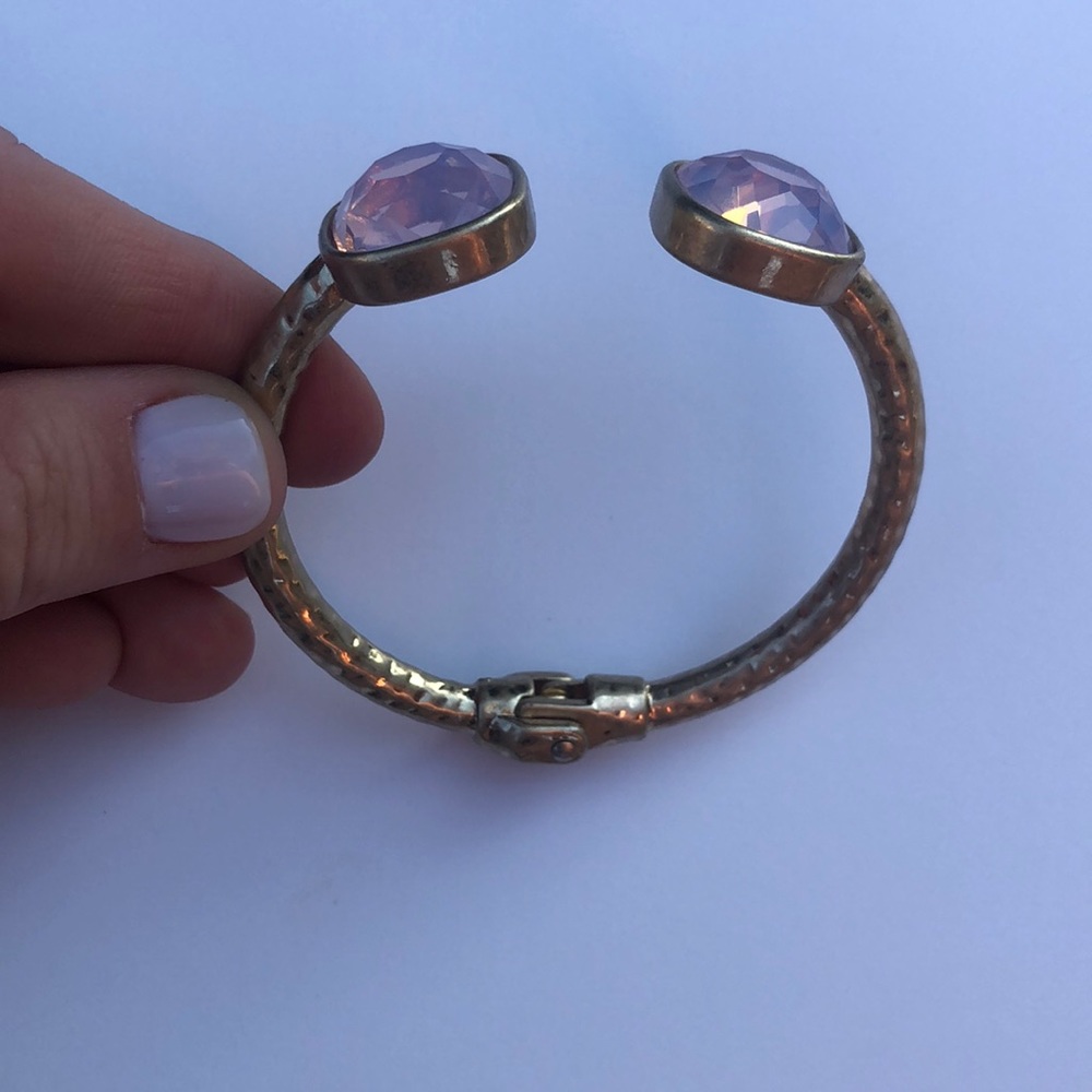 Gold bracelet with pink gemstones - Picture 4 of 5
